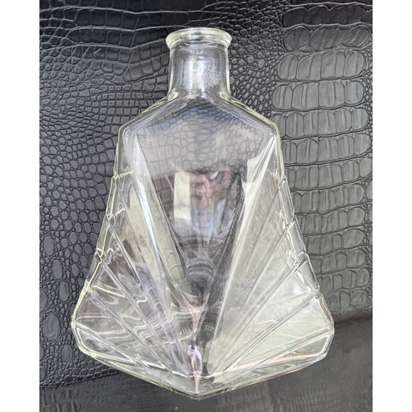 Vintage Glass Decanter Bottle Art Deco MCM Barware Bar Decor Clear 8” Tall - Picture 5 of 7